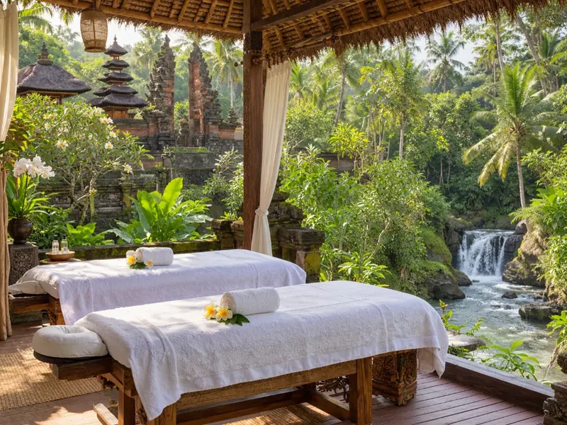 Fluss-Spa mit Blütenbad in der Nähe von Ubud